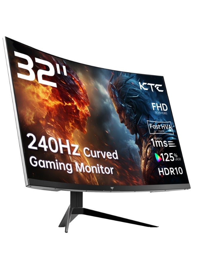 Compare KTC 32 inch 240Hz Curved Gaming Monitor 1500R 1080P 125% sRGB 1ms, FreesyncGsync HDR10,HDMIDPUSB Ports VESA,Tilt Adjustable,Xbox PS5 Switch,Black at KSA Price