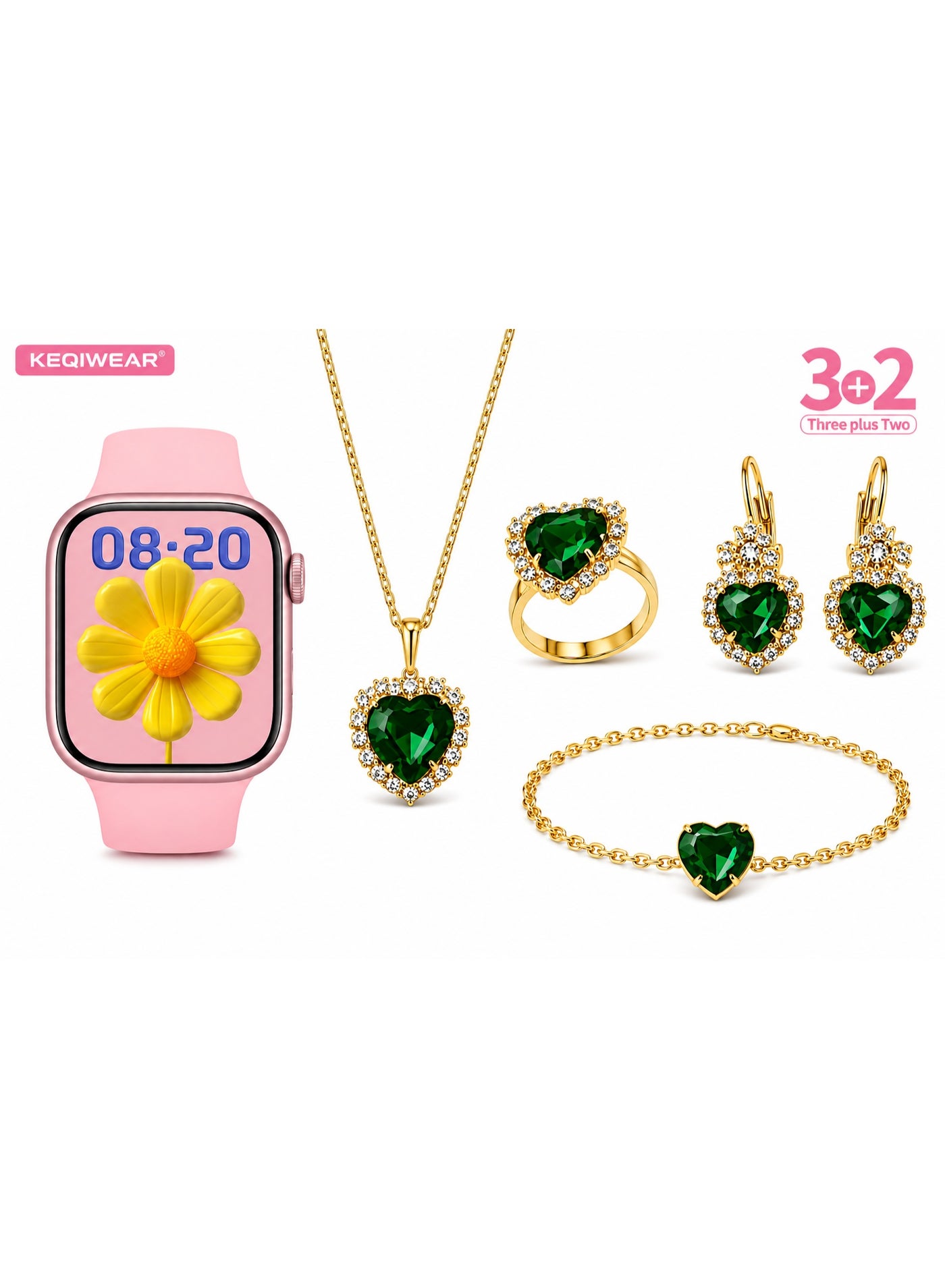 KEQIWEAR 5 in 1 Smart Watch Gift Set with Necklace,…