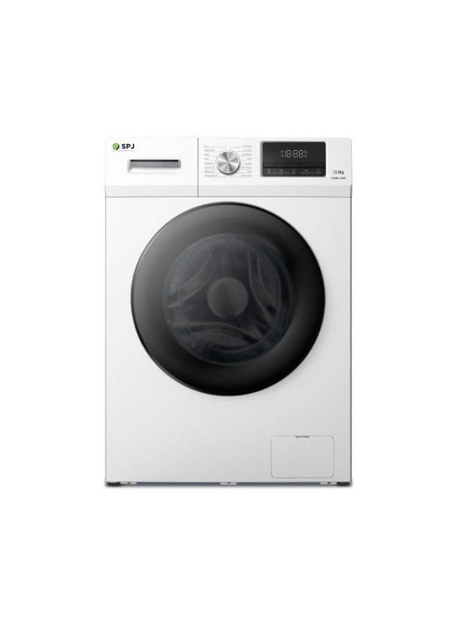 Compare SPJ Front Load Fully Automatic Washing Machine 12KG, 1400 RPM, LED Display, A+++ Energy Efficiency, Multiple Wash Programs, Powerful Motor 200240V – White at KSA Price