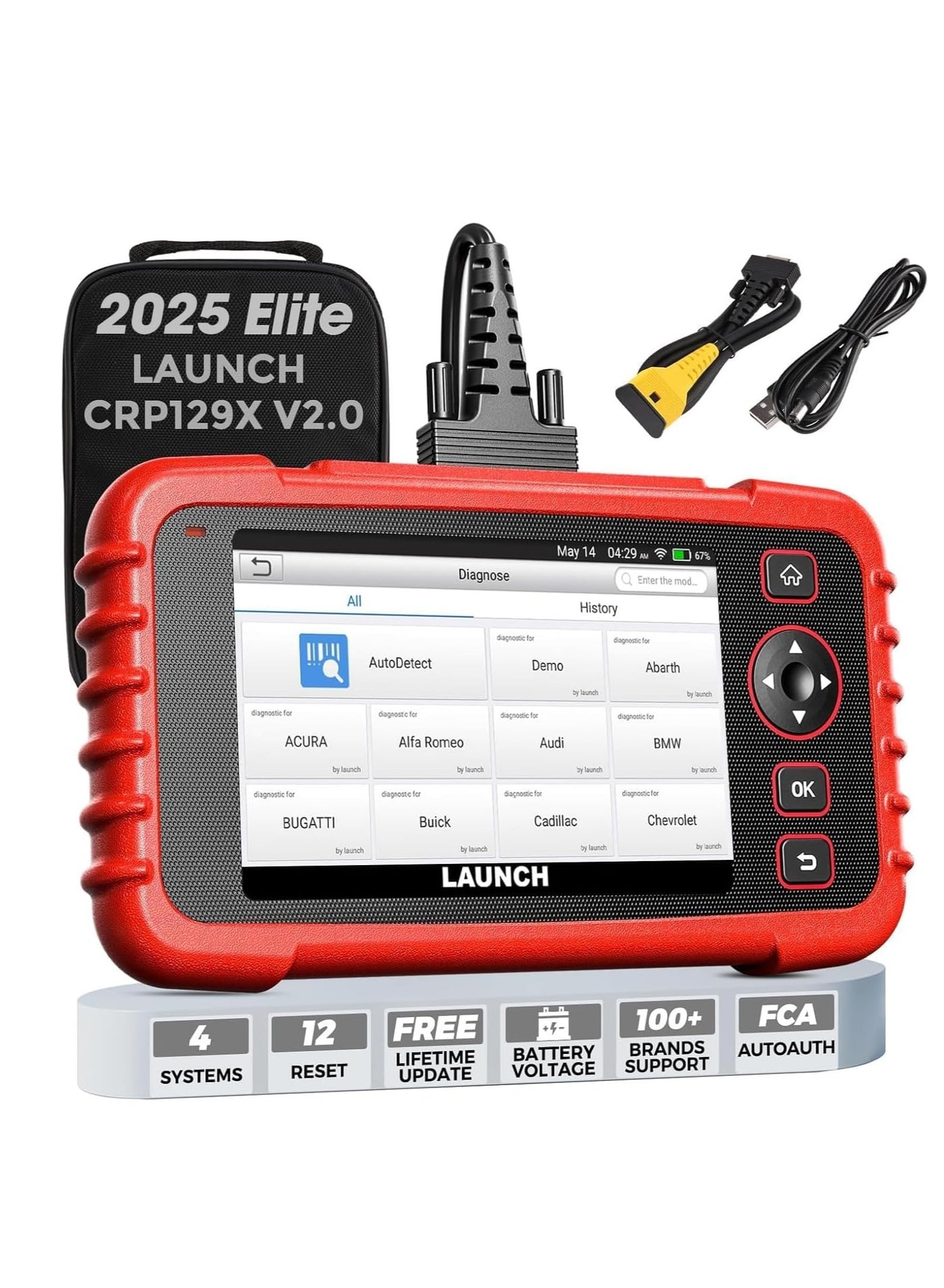 Compare LAUNCH CRP129X V2.0 Elite OBD2 Scanner, 2024 Lifetime Free Online Update Scan Tool, 12 Reset, InjectorCoding, ABSSRSTCMEngine System Diagnostic Scanner, Auto Vin,Car Scanner Diagnostic for all cars at KSA Price