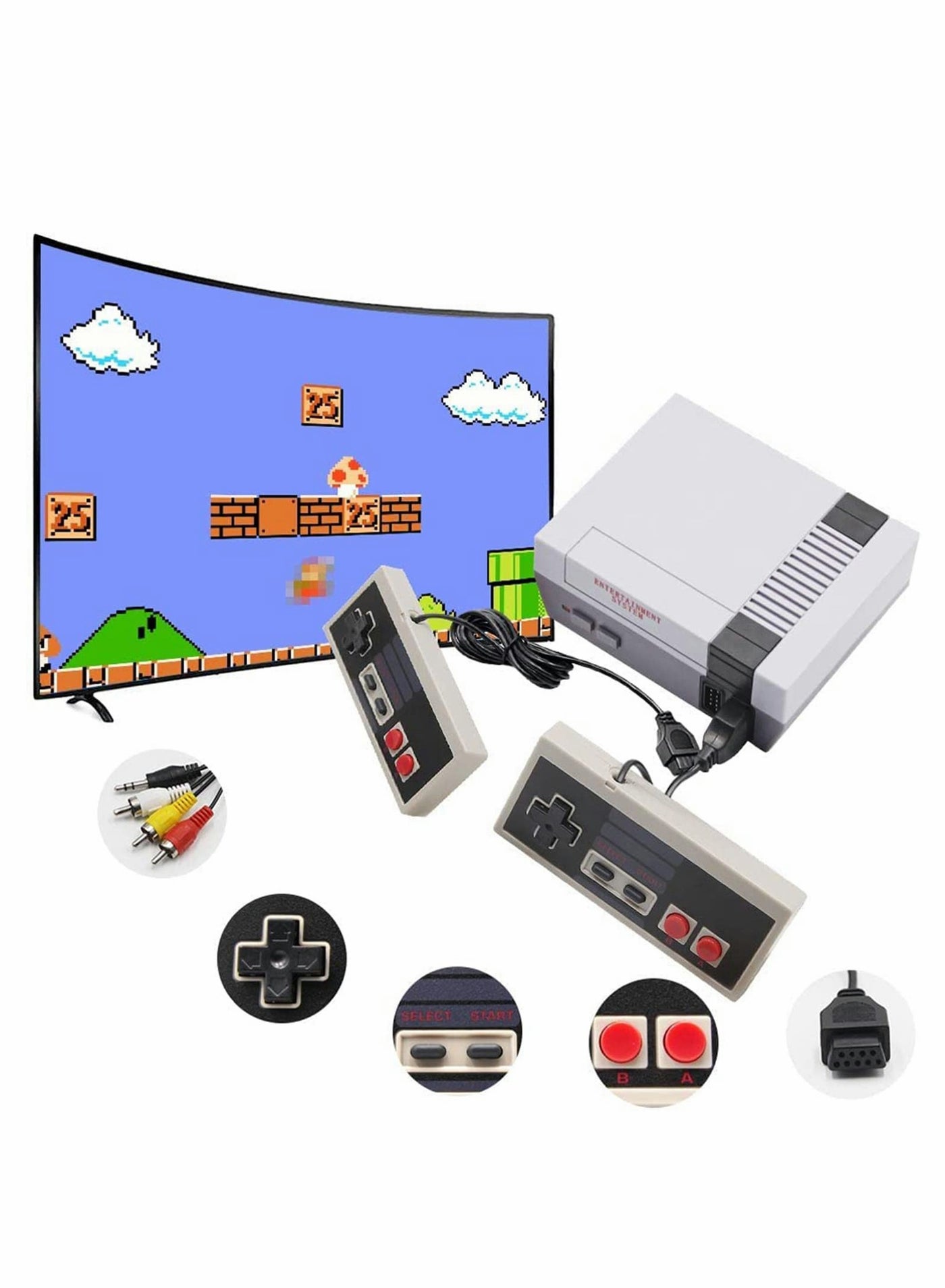 Compare Classic Mini Retro Game Console, Builtin 620 Classic Games and 2 Classic Controller, Bring You Back to Childhood Memories at KSA Price