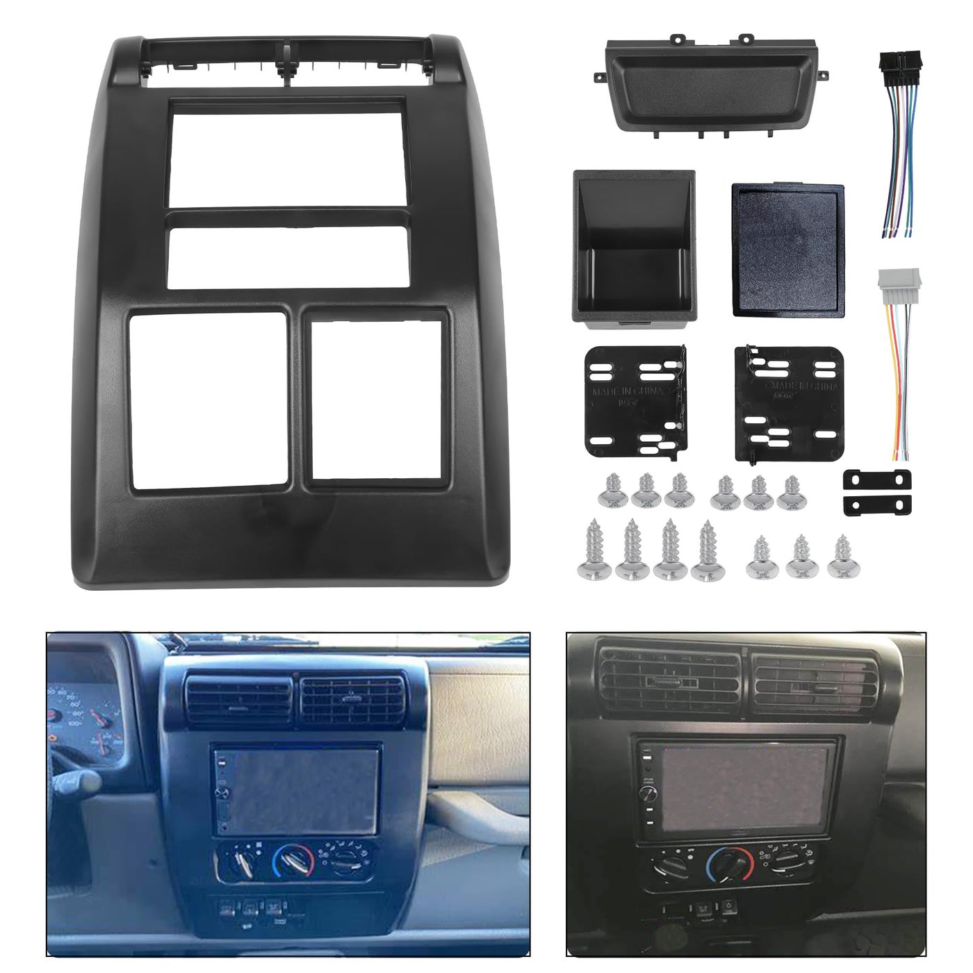 Compare OKPARZ Compatible for Double DIN Dash Radio Bezel Center Trim Panel 1997 1998 1999 2000 2001 2002 Jeep Wrangler TJ 956549 at KSA Price