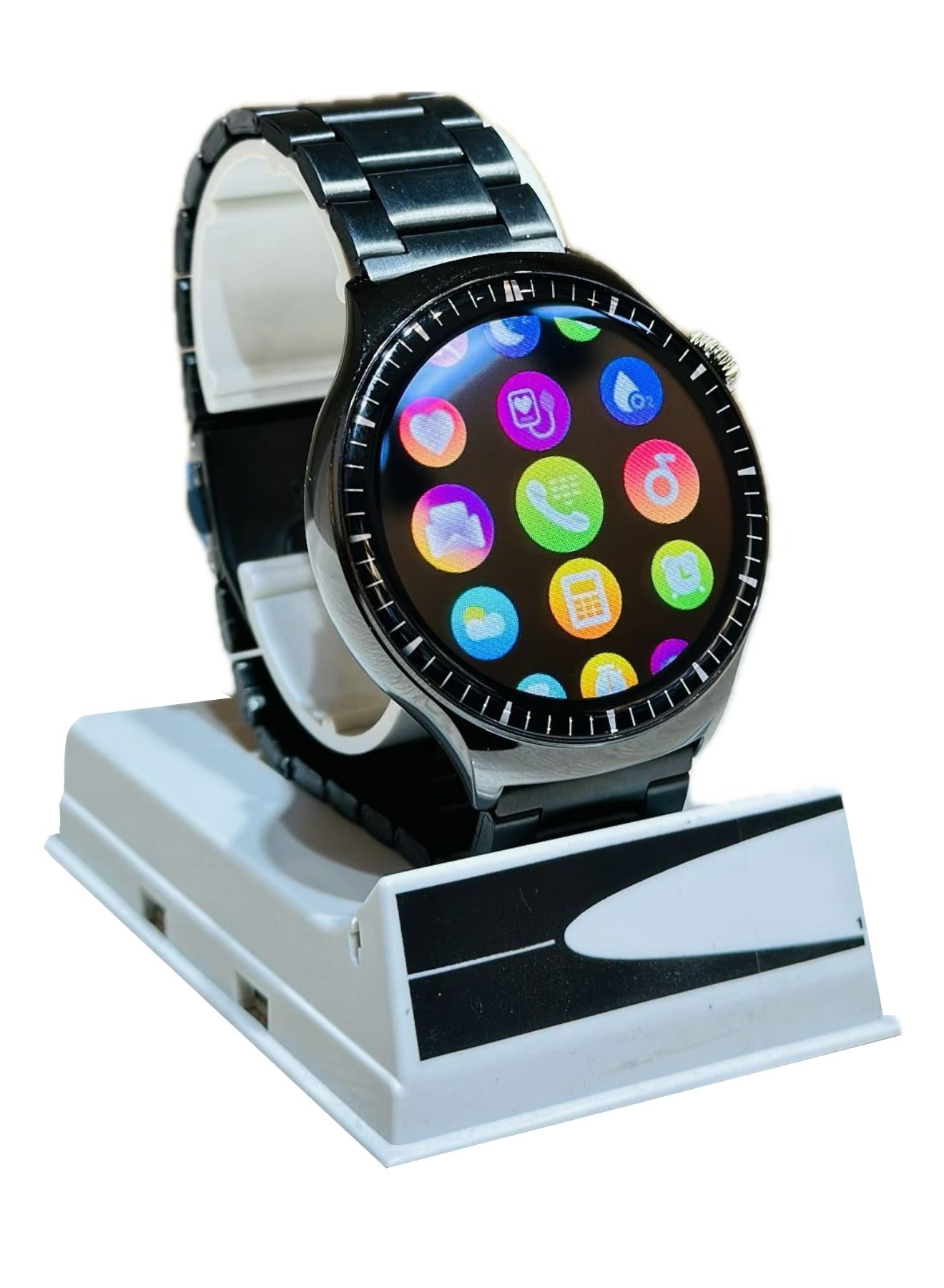 Compare Rock 30 HD Round Display Stainless Steel Smartwatch with 2 bands, Compatible for Android & iOS at KSA Price