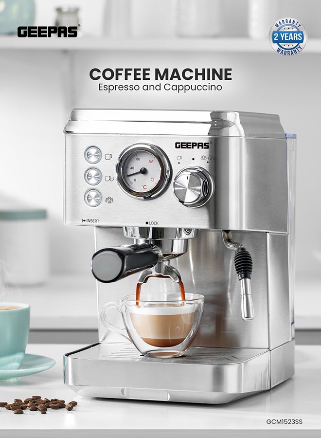 Geepas Espresso and Cappuccino Coffee Machine-…
