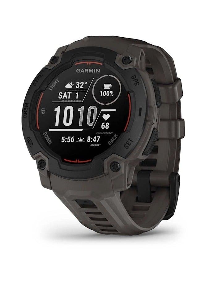 Compare Instinct E  45MM  Black with Charcoal Band  Up to 16 Days of  Battery life   0.9 Sunlightvisible, transflective memoryinpixel MIP, Chemically strengthened glass, Heart Rate Monitor, All day stress monitor, S at KSA Price