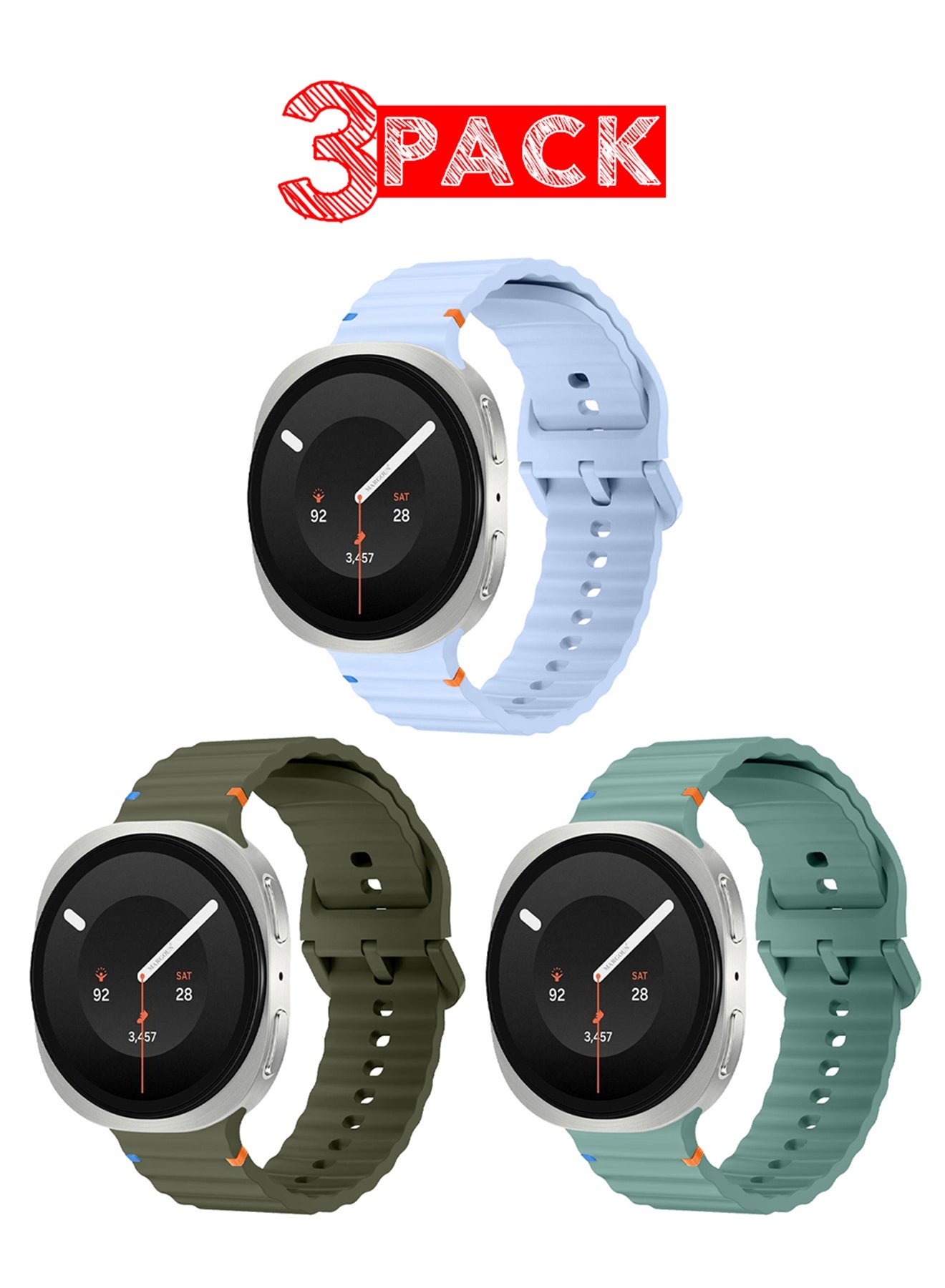 3 PACK Silicone Replacement Strap Compatible with…