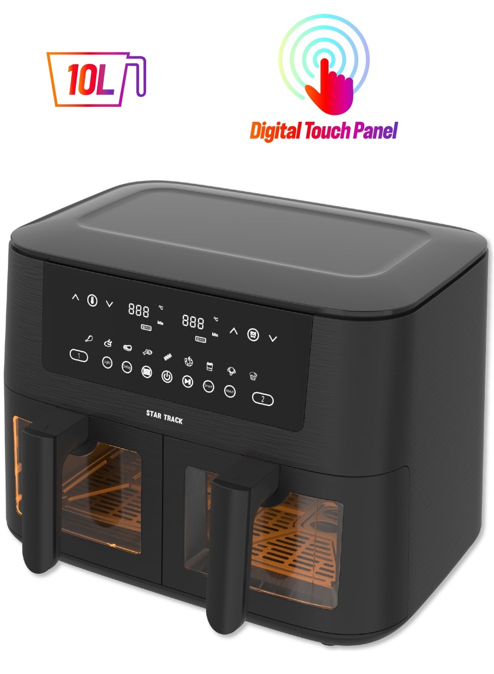 Air Fryer Dual Compartment Tub, Capacity 9 cooking…