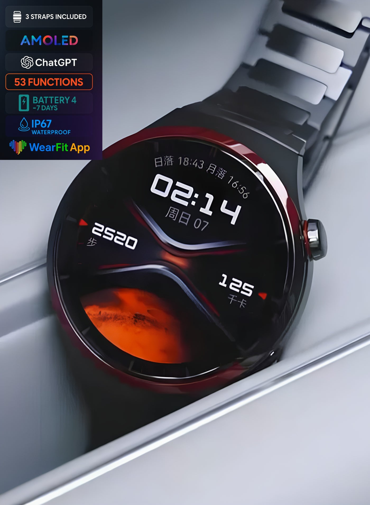 Compare Smart Watch with 3 straps. GPT, AMOLED Display, Waterproof Design – Advanced AI Fitness Tracker for men and woman at KSA Price