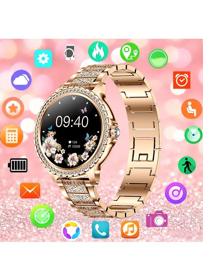 Compare Fashion Womens Bluetooth Smartwatch, Gold  Diamond Dial, 1.32 Inch Full Screen Touch, AnswerMake Calls, IP67 Waterproof RT i58 at KSA Price