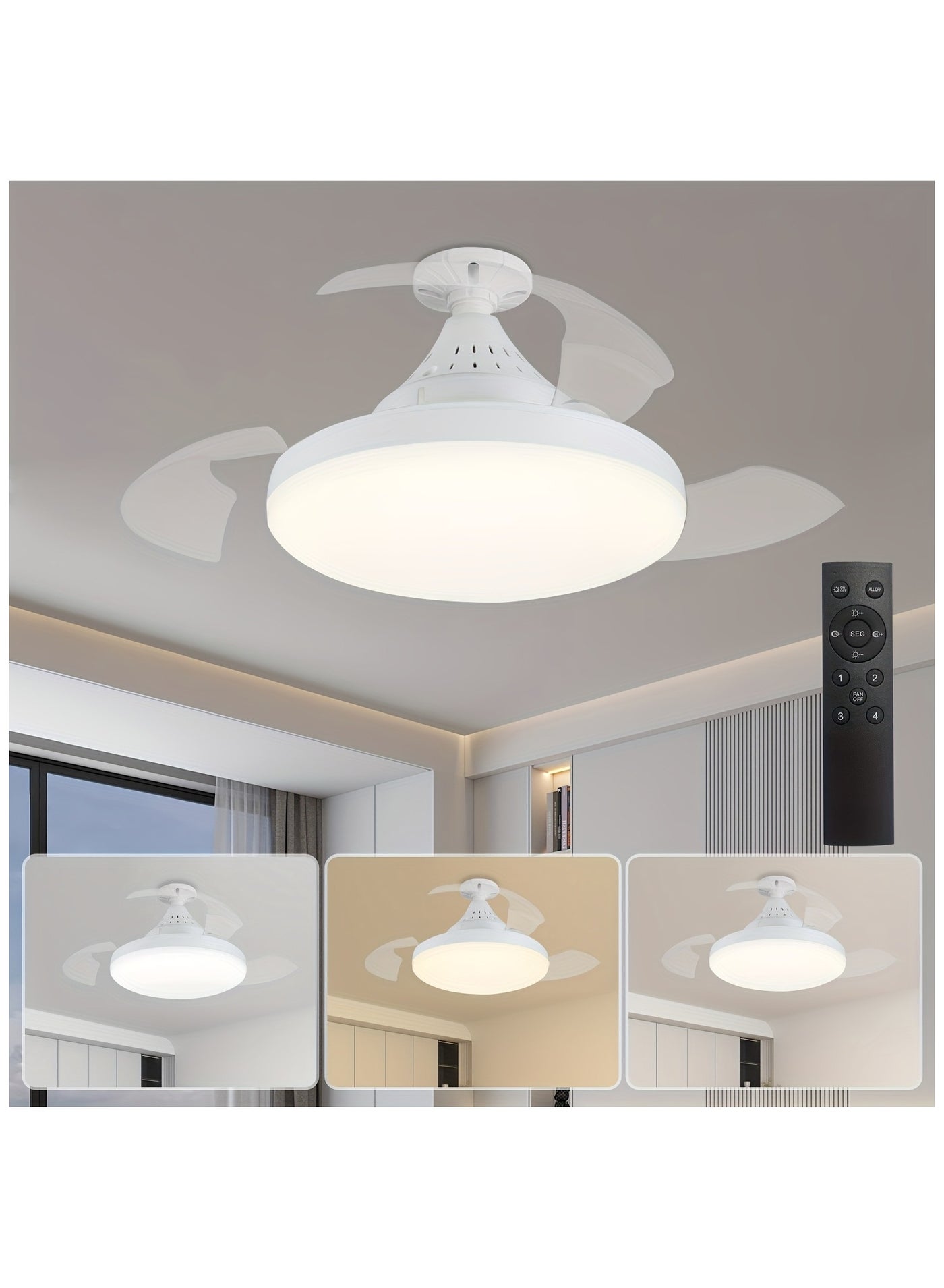 30W Small Ceiling Fan with Light & Remote…
