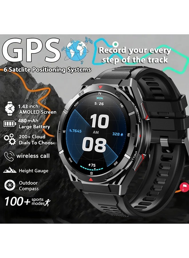 Compare Smart Watch for Men GPS Watch, 1.43 AMOLED Display, 3ATM Waterproof Men Watch, 100+ Sport Modes, Fitness Activity Tracke with Compass Pedometer Sleep Monitor, for Android iOS at KSA Price
