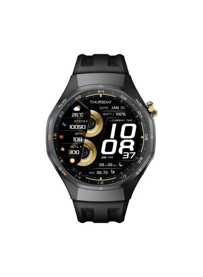 Compare Grand Smart Watch, 1.43Inch AMOLED Display 1000 Nits, 466×466 Resolution, Bluetooth 5.4 BLE, 300mAh Battery with 46 Days Working Time, Health Tracking, Sports Modes, AlwaysOn Display, Customizable Watch Faces, Call & Music Control, Voice Assistant, BuiltIn Games, Camera Shutter, Gesture Support, 1 ATM Water Resistance, Magnetic Charging, Compatible with Android & iOS Black at KSA Price