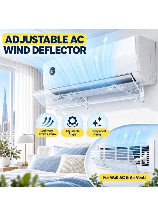 Compare Adjustable Air Conditioner Deflector, Universal Transparent Airflow Diverter for Split AC and Central Air Vents, 270° Adjustable, Wall and Ceiling Mounting Brackets, 56–102.5 cm at KSA Price