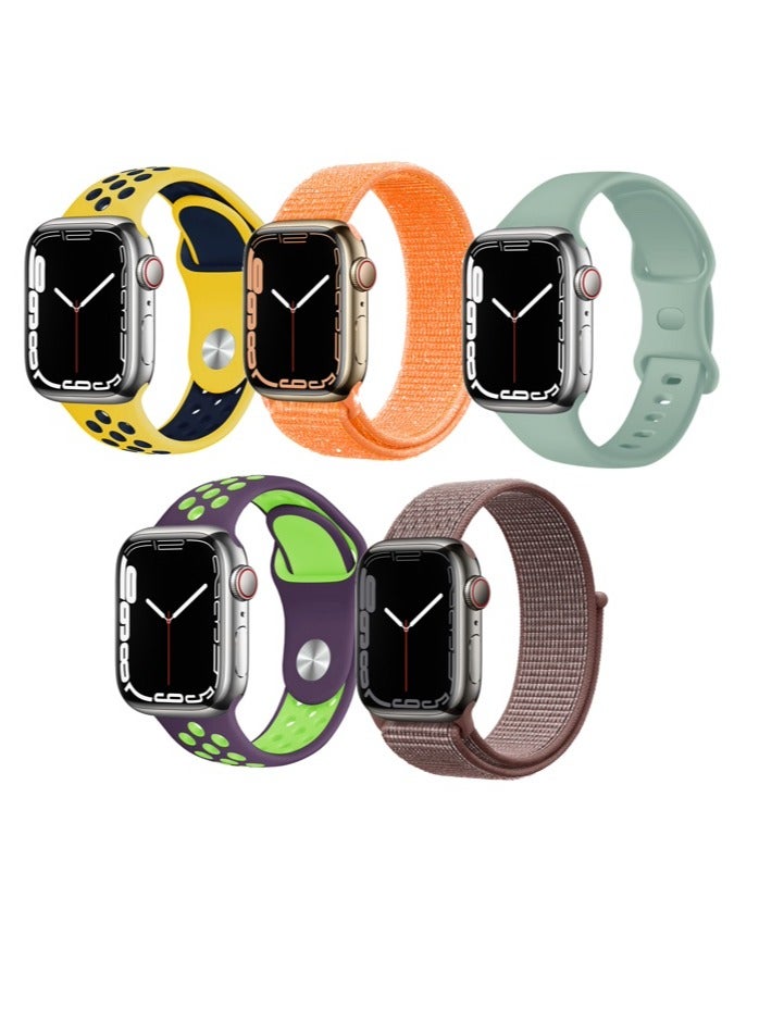 Compare 5pcs Watch Bands Replacement for Apple Watch Strap Compatible with Apple Watch 42414038mm Series 10987654SE at KSA Price