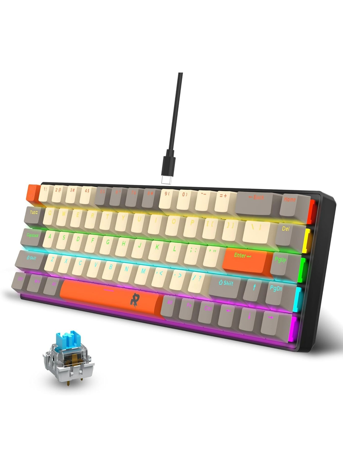 Compare 68keys 60% Mechanical Gaming Keyboard Portable RGB LED Backlit UltraCompact Mini Keyboard, Mini Compact Keyboard for PCMac Gamer, Typist, Easy Carry on Trip at KSA Price
