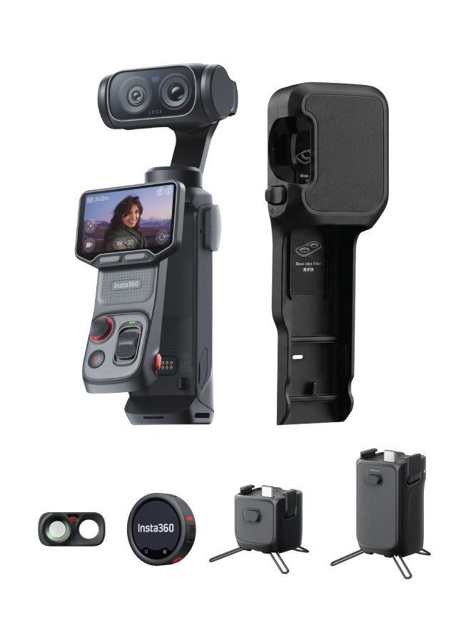 Compare Luna Ultra Creator Bundle | 8K Pocket Size Gimbal Camera w Dual Leica Lens System, Standard Kit + Battery Handle + Mic Pro Tx + WideAngle Lens + Carry Case, For Content Creators, Black at KSA Price