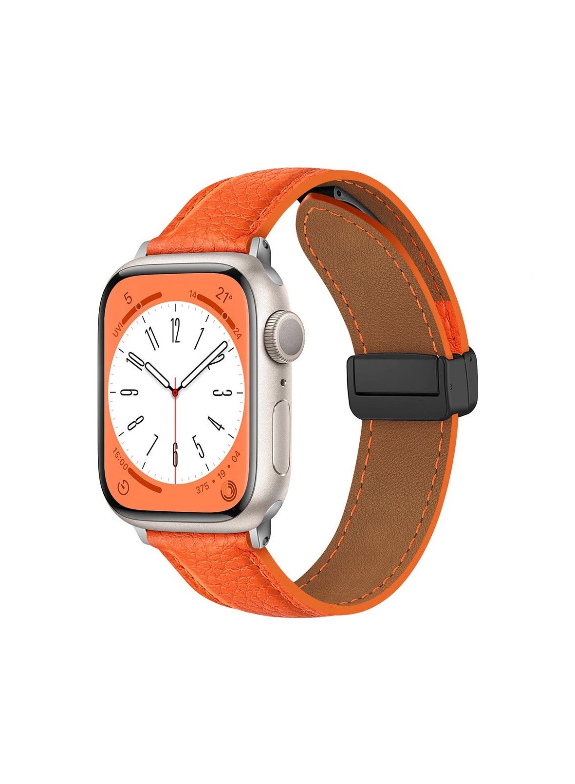 Orange Leather Classic Strap with Magnetic Buckle…
