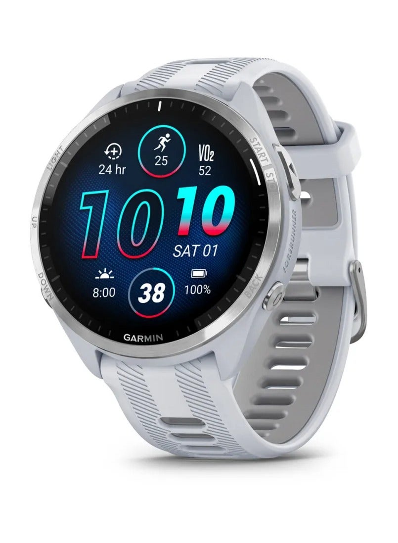 Compare Forerunner 965  47MM  Up To 31 Hours Battery Life in GPS Mode  1.4inch Amoled Display, Scratch Resistant, Corning® Gorilla® Glass Dx, Heart Rate Monitor, Stress Tracking, Advanced GPS Features, Builtin GNSS and Sports App, iOS and Android Compatible Whitestone at KSA Price