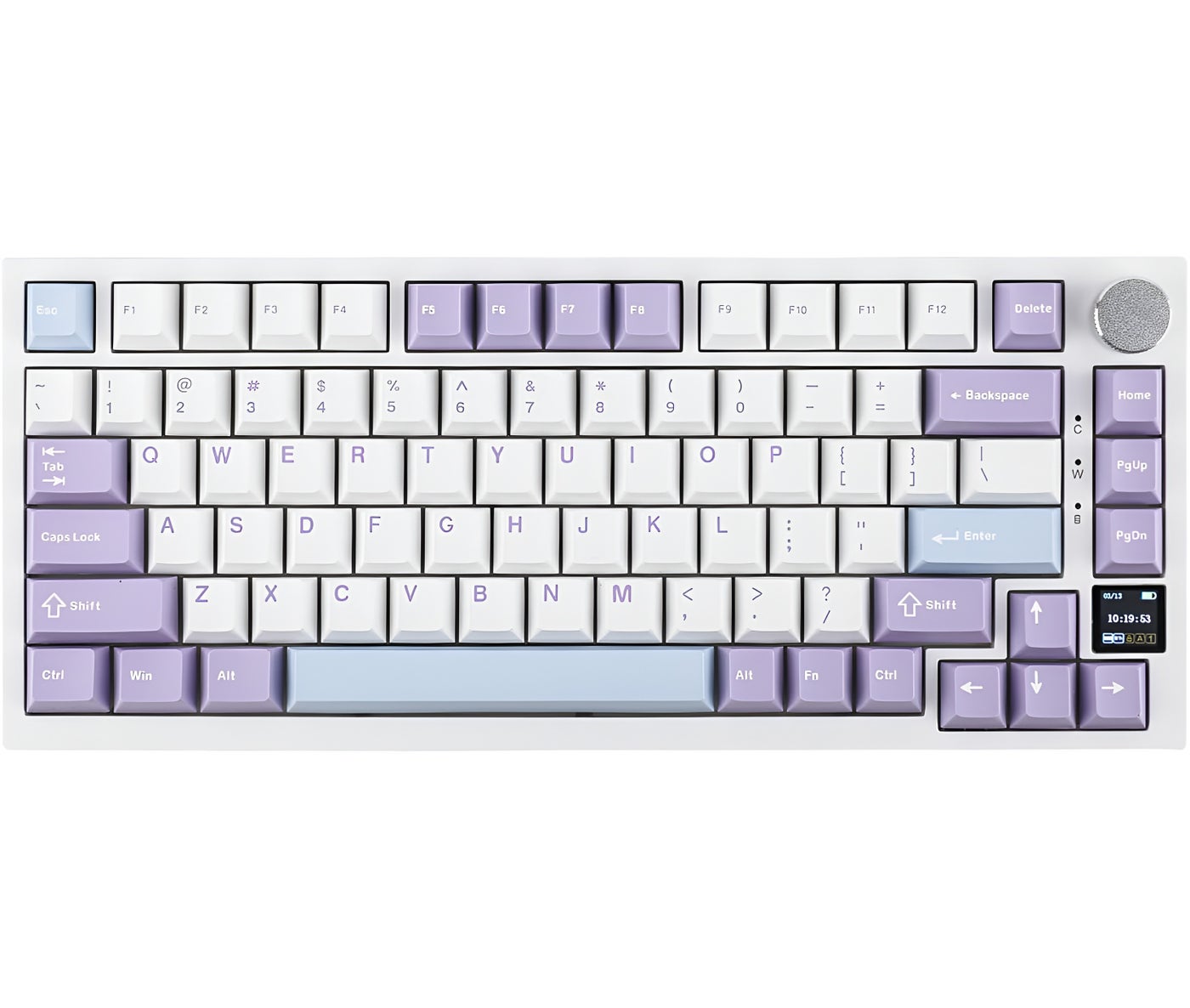 Compare Ajazz AK820 Pro 75% Gasketmounted Mechanical Keyboard with TFT Screen, 3 ModesBluetooth 5.12.4G Wireless & TypeC Wired, Sound Dampening Foams White Purple, Ajazz Flying Fish Switch at KSA Price