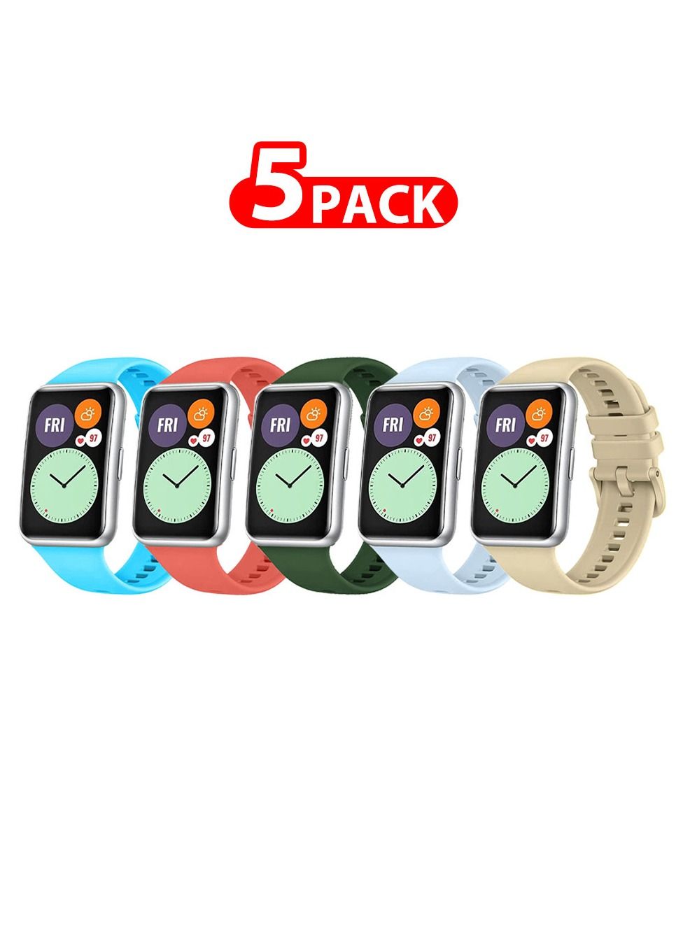 Compare 5 Pack For Huawei Watch Fit 2 Silicone Bracelet Replacement Strap Multicolour 3Only Compatible with Huawei Watch Fit 2 at KSA Price