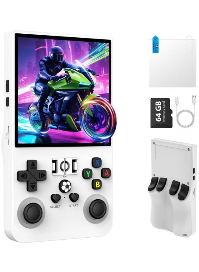 Compare R36MAX Retro Handheld Game Console, 4.0 Inch IPS HD Display, 64GB BuiltIn Games, 4000mAh Rechargeable Battery, Linux Portable Gaming Console, Classic Arcade Emulator, Portable Video Game Player for Kids & Adults, White at KSA Price