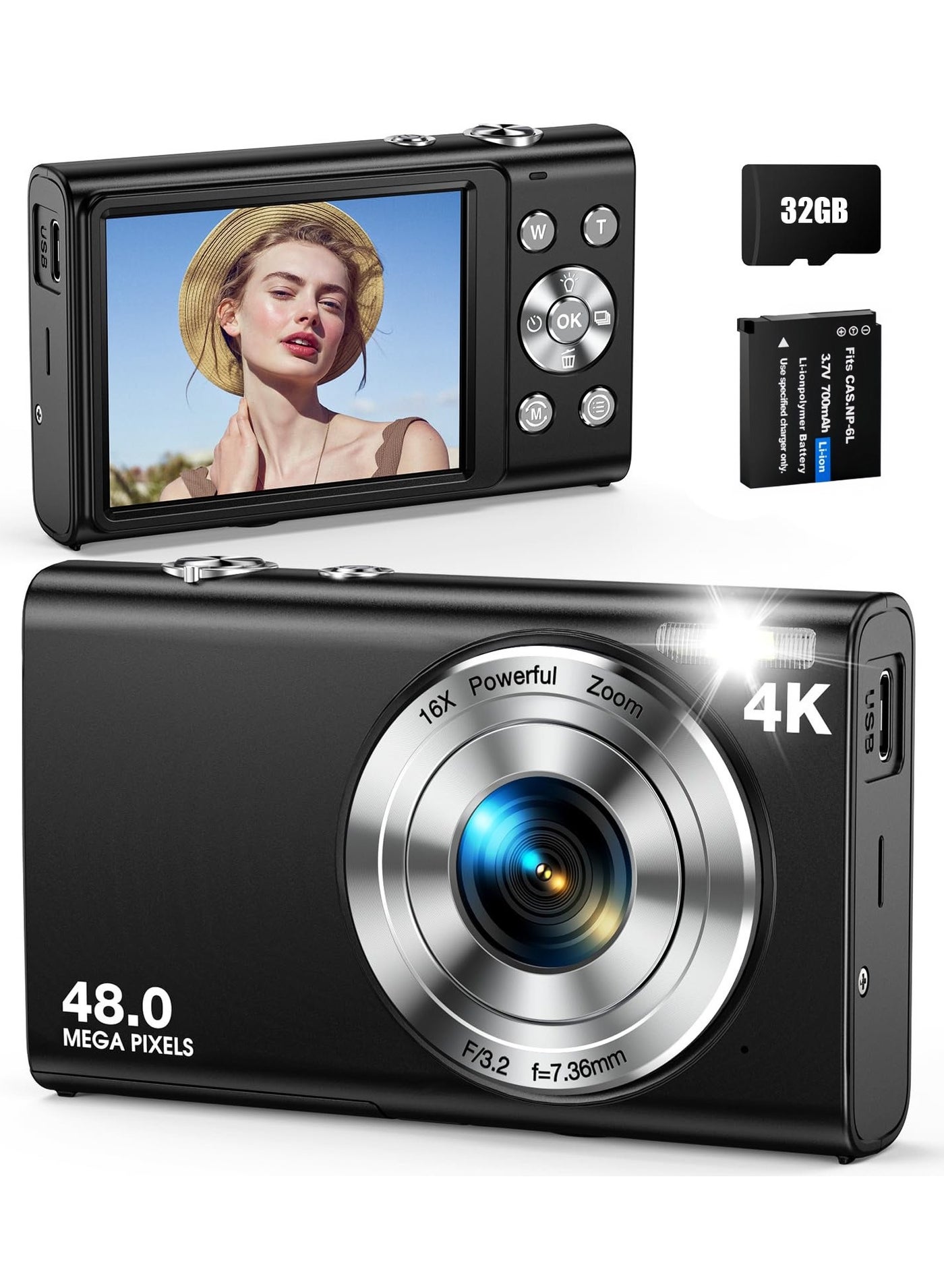 Compare Digital Camera, Autofocus UHD 4K Vlogging Camera with 32GB Card, 48MP 16X Digital Zoom Digital Camera at KSA Price