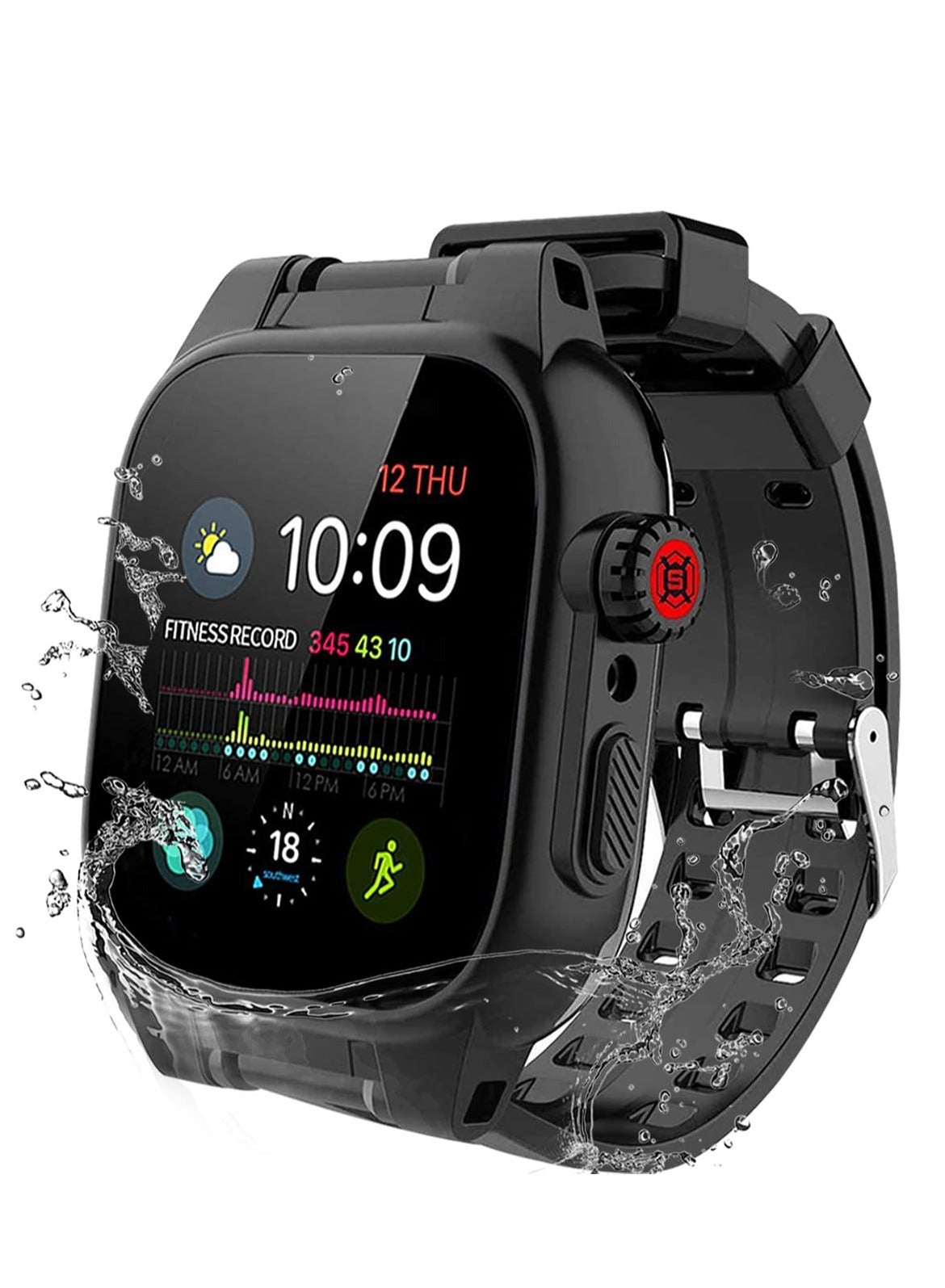 Compare Waterproof Case for Apple Watch Series 7 45mm, 360 FullBody Protective Case with Screen Protector, Shockproof Dustproof Waterproof Case for Apple Watch 45mm Series 7, Black at KSA Price