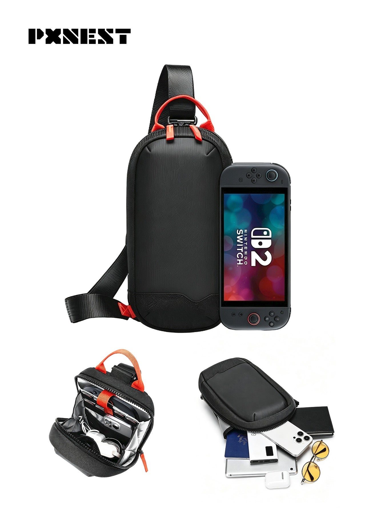 Compare Crossbody Carrying Bag for Nintendo Switch 2, Portable Travel Storage Case with 8 Game Card Slots, MultiLayer Compartments for Switch 2 Console, Dock, JoyCon & Accessories, Adjustable Shoulder Strap at KSA Price