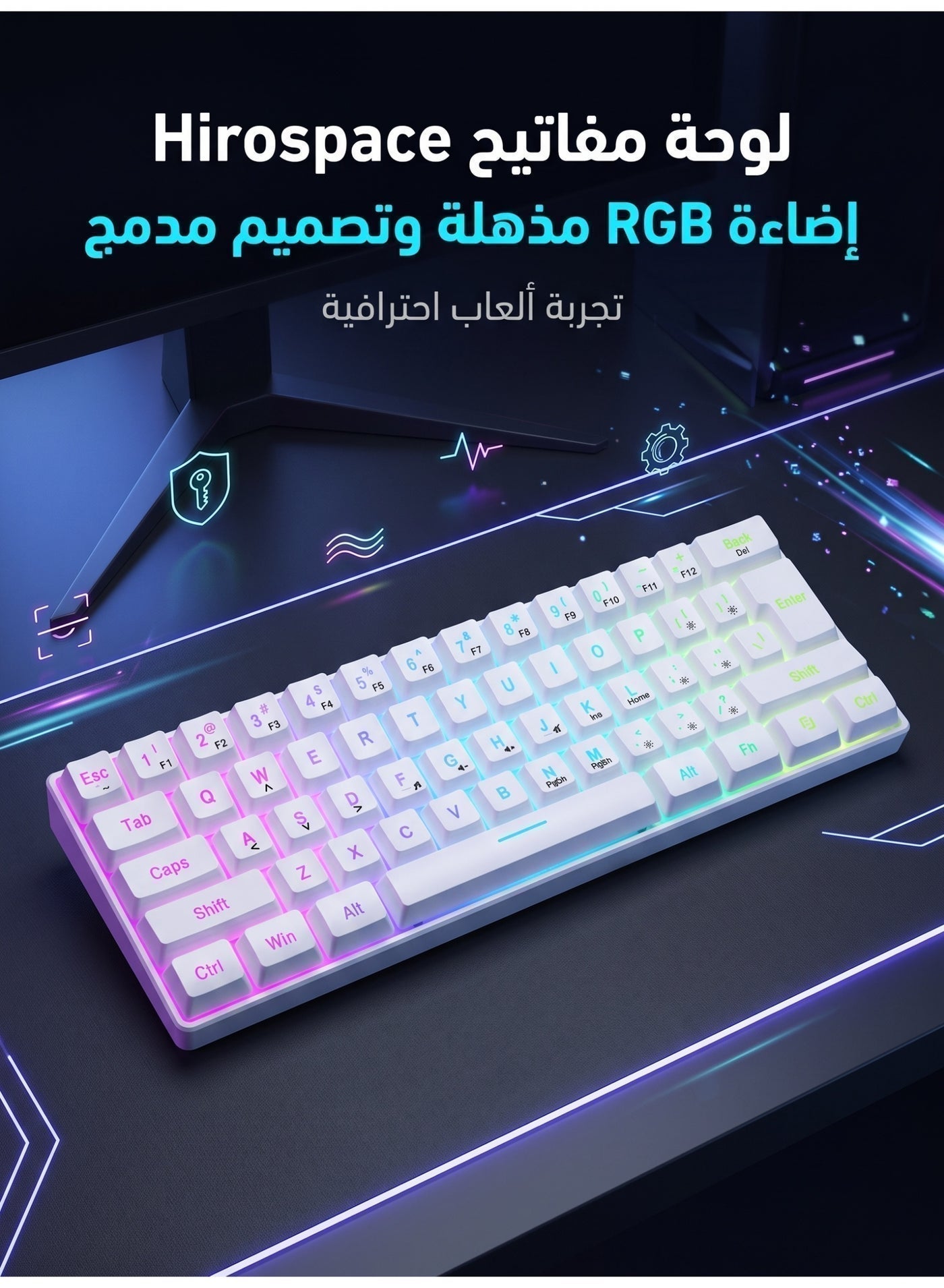 60% Wired Gaming Keyboard, 61-Key RGB Mini Wired…