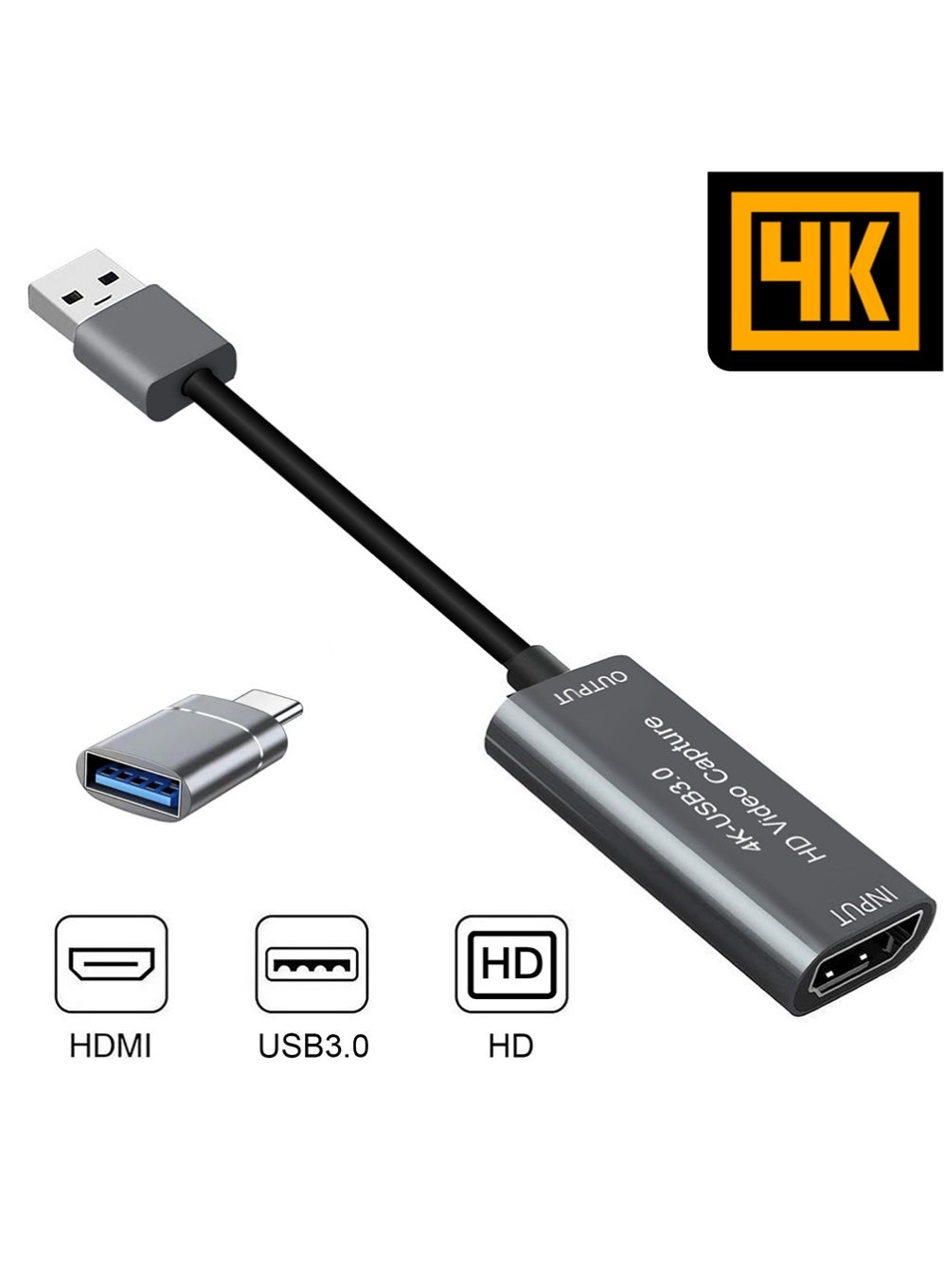 Compare Video Capture Cards, 4K HDMI to USB 3.0 Video Capture Device, 1080P HD 60fps Broadcast Live and Record Video Audio Grabber for Gaming, Streaming, Teaching, Video Conference Silver at KSA Price