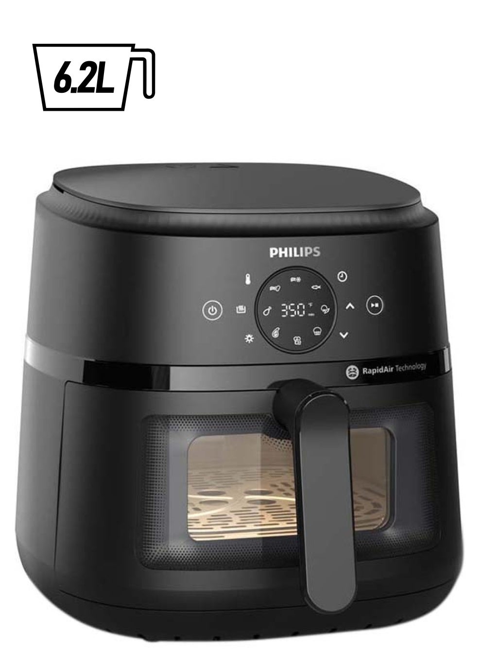 Compare Airfryer XL  Seethrough Cooking Window, 13 Cooking Methods, 9 Preset Functions, Touchscreen, Rapid Air Technology 6.2 L 1700 W NA23009 Black at KSA Price