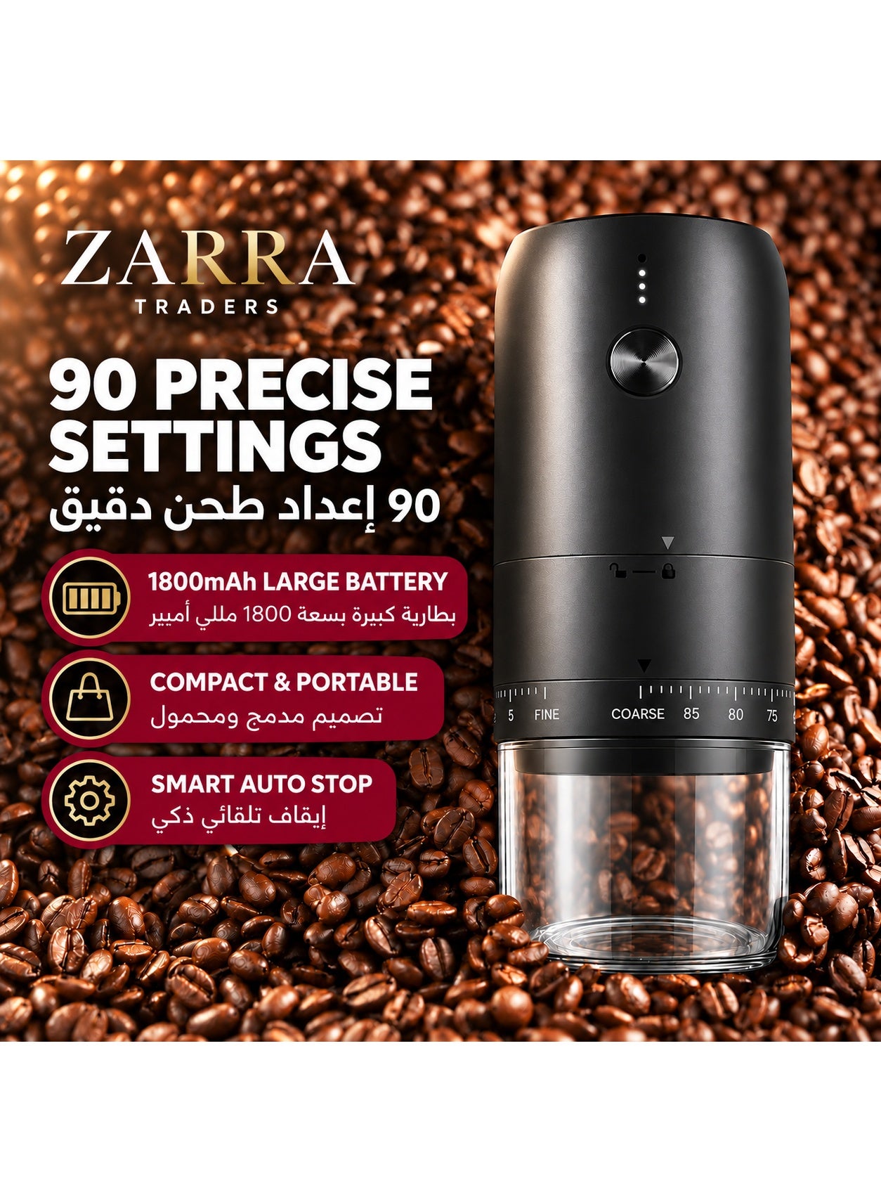 Portable Electric Coffee Grinder, 90 Adjustable…