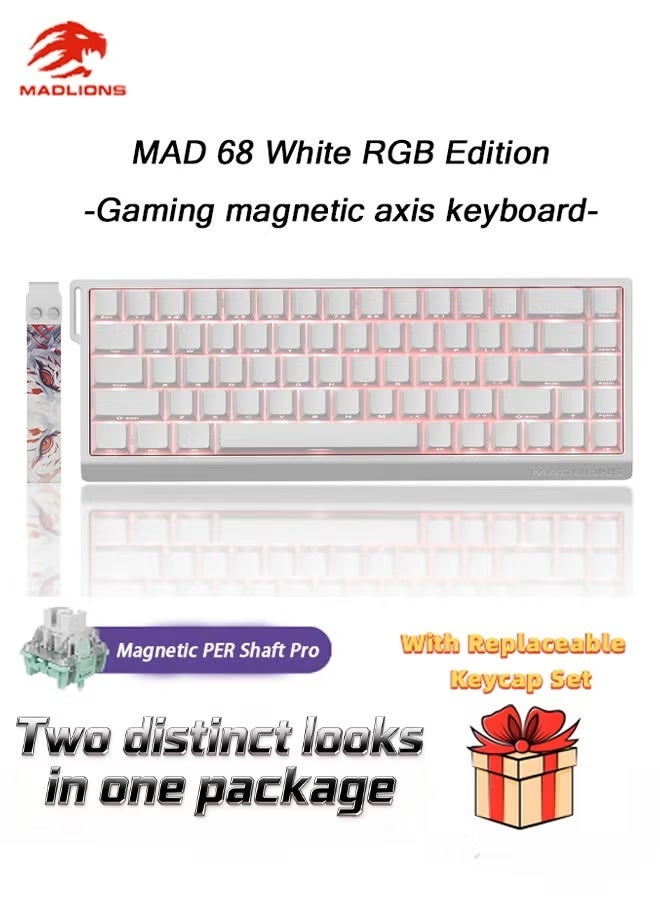 Compare MADLIONS Mad68 HE RGB Mechanical Keyboard Magnetic Switches Hot Swap 8000hz 0.02mm FPS Preium Gaming Keyboard Quick Trigger Portable White Best Gaming Keyboard Special figt for Birthday, Anniversar Wishes at KSA Price