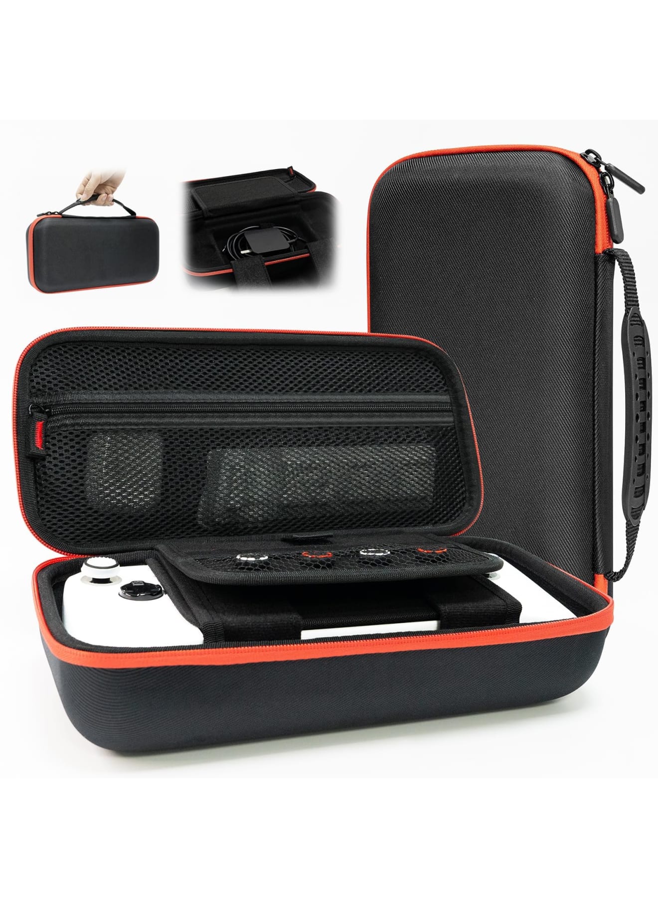Compare Carrying Case for ROG Ally With Bracket  Bright, Hard, Velvet AntiScratch Inner Layer, Dustproof, Dropproof, Protection and Convenience for ROG Ally, Double Layer Zipper with Compartments Black at KSA Price