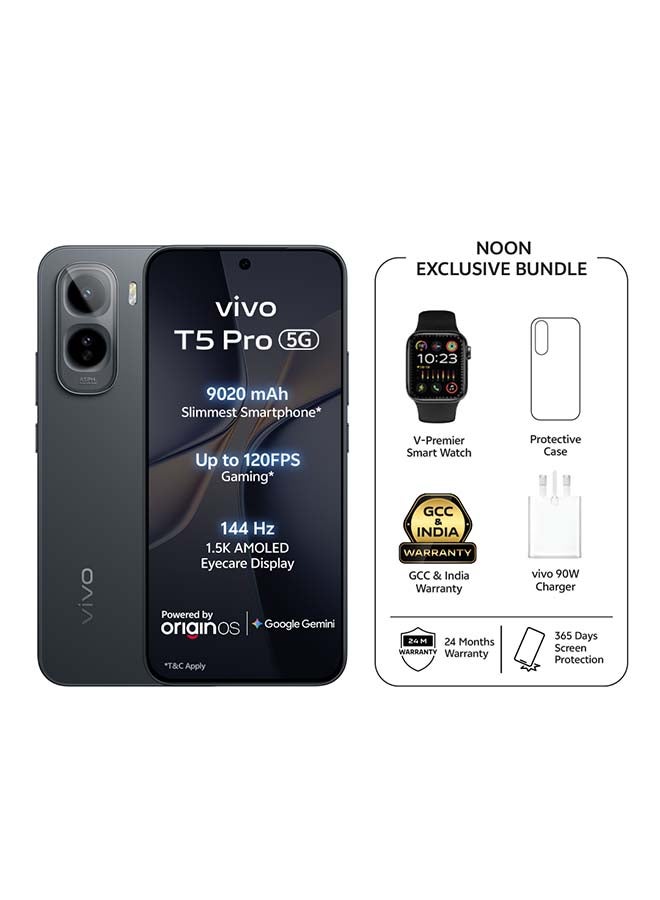 T5 Pro 5G AI Dual SIM Black 8GB…