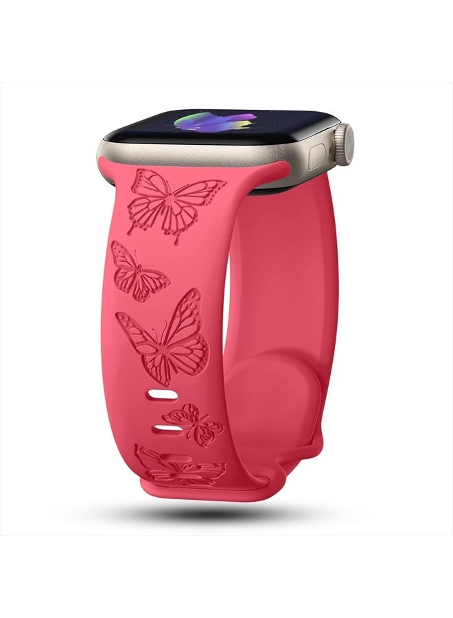 Compare Butterfly Engraved Bands Compatible with Apple Watch Band 45mm 44mm 42mm Women, Silicone Butterfly Sport Embossed Strap for iWatch Bands Series SE 8 7 6 5 4 3 2 1ButterflyRR42 at KSA Price
