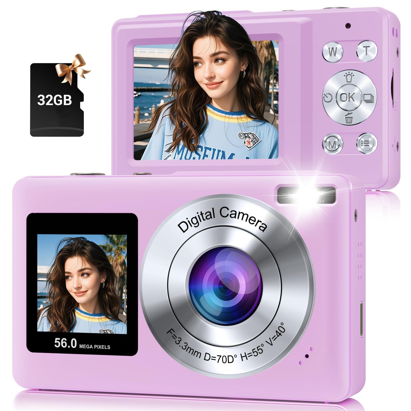 Digital Camera, 56MP 2.7K Dual-Screen Selfie Camera…