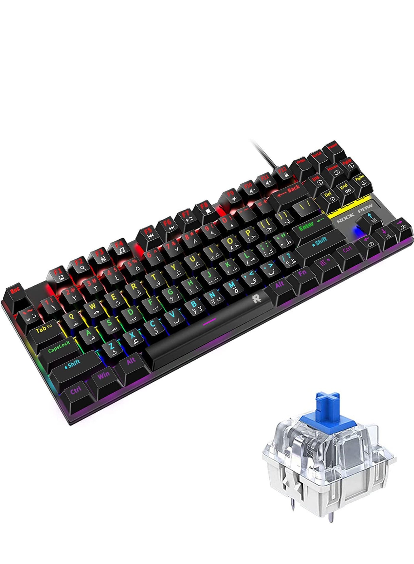 English Arabic Mechanical Gaming Keyboard With RGB…