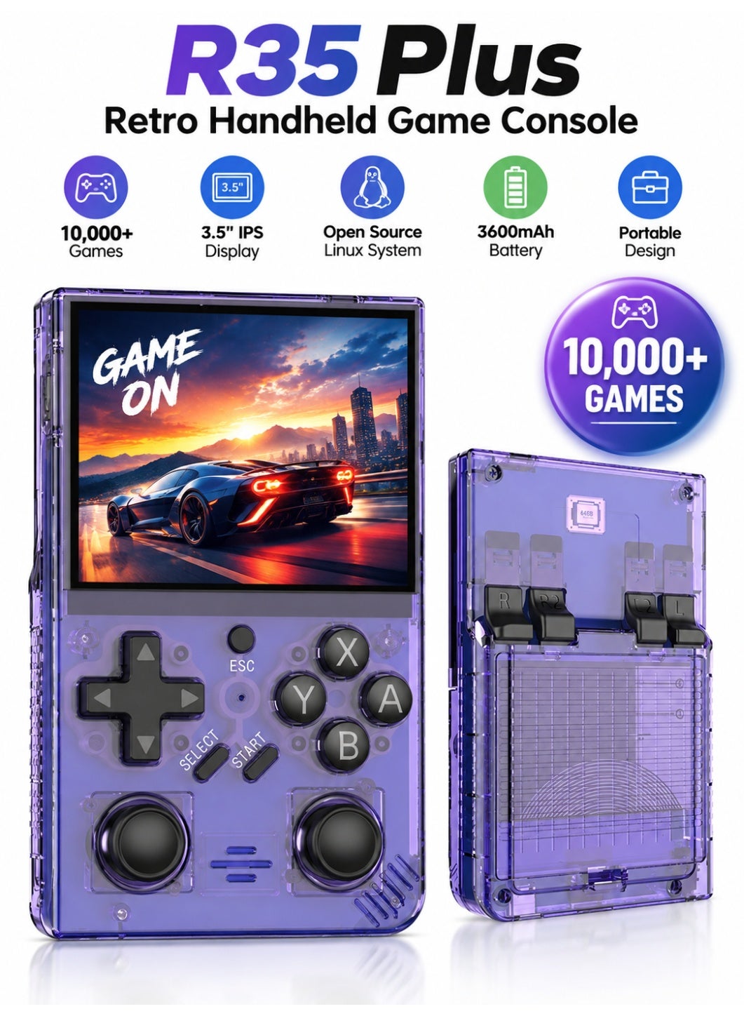 R35 Plus Retro Handheld Game Console, 10,000+ Classic…