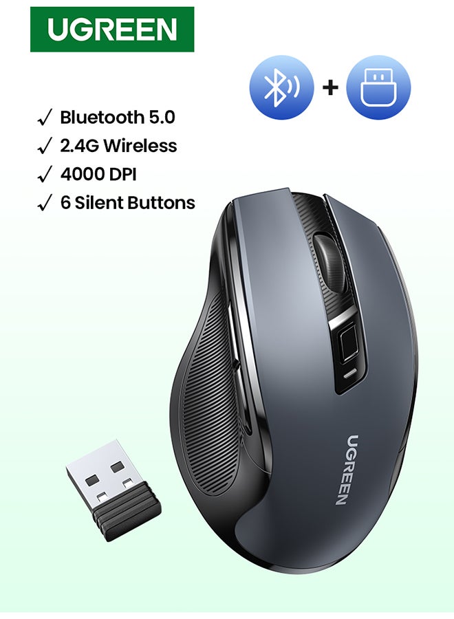 Compare Wireless Mouse Ergonomic Mouse With Bluetooth 5.0 & USB 2.4G Dual Mode Mice 5DPI Adjustment up to 4000DPI Silent and Noiseless Cordless Mouse Compatible With Lenovo Dell Macbook ASUS Smart TV USB+Buletooth at KSA Price