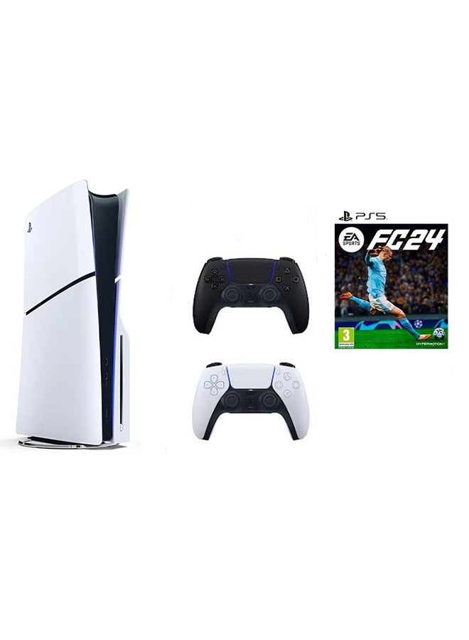 Compare PlayStation 5 Disc Slim Console With Extra Black Controller And FC 24 at KSA Price