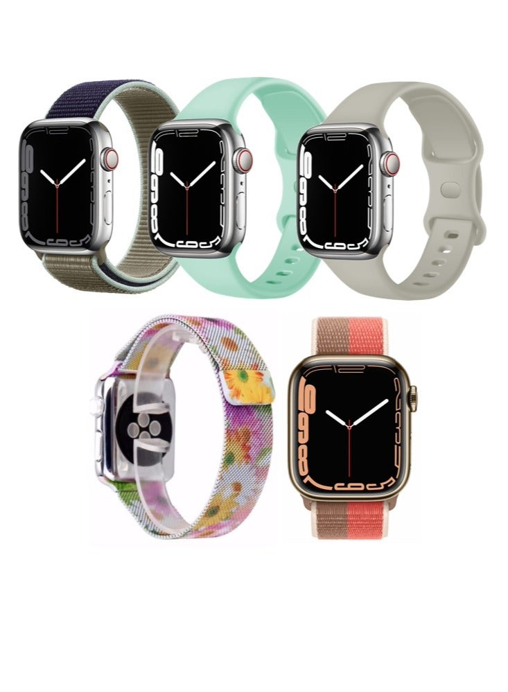 Compare 5pcs Watch Bands Replacement for Apple Watch Strap Compatible with Apple Watch 42414038mm Series 10987654SE at KSA Price