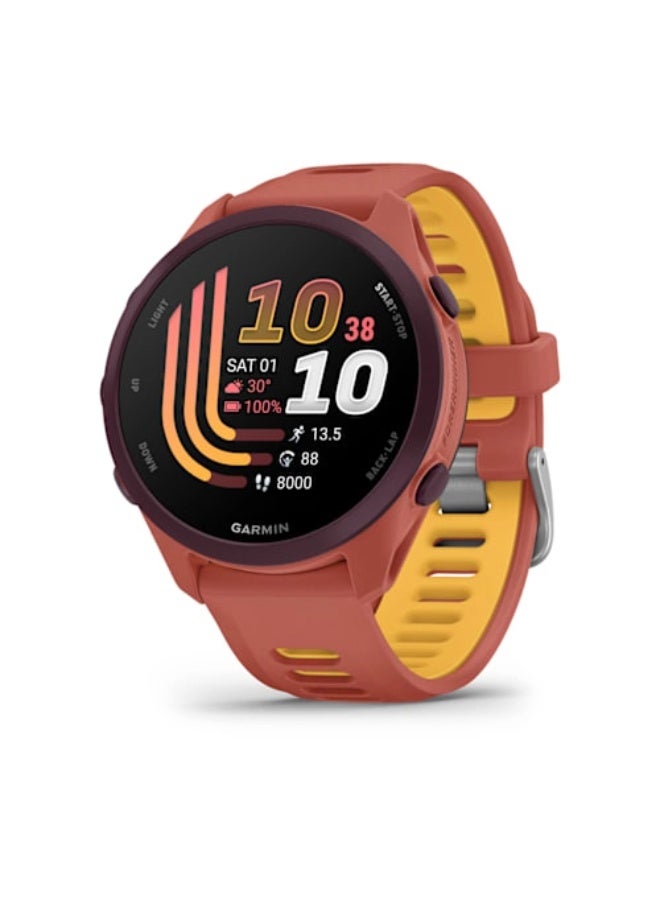 Compare Forerunner 170 MUSIC  43MM  Red PinkMango   Up to 10 Days of Battery Life   1.2”  AMOLED Display, Chemicallystrengthened glass, Heart Rate Monitor, All day stress monitor, Gps tracking, Music on your Wrist, iOS and Android compatible Red PinkMango at KSA Price