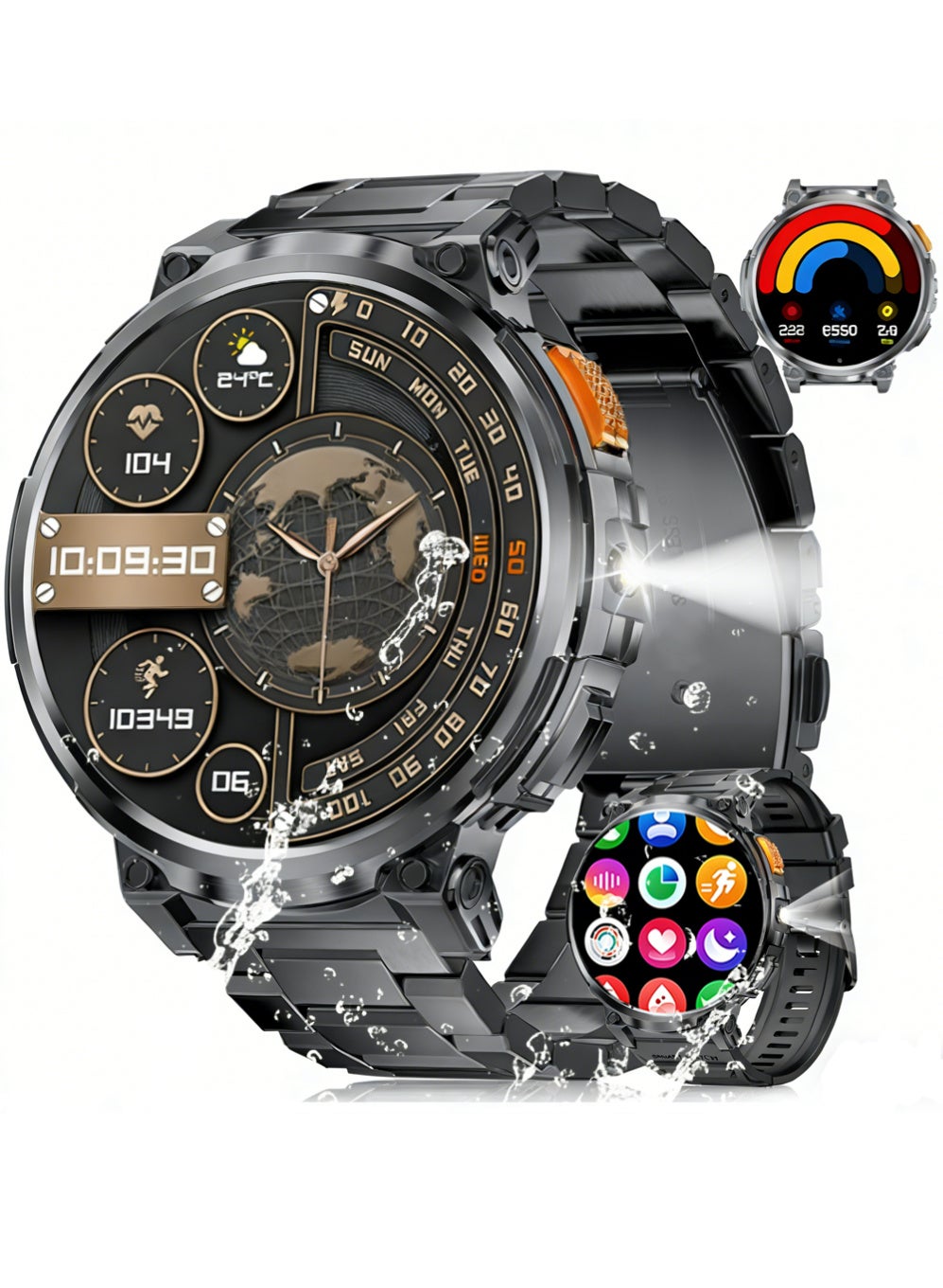 Compare Smart Watch for Men, Business Smartwatch, Bluetooth Calling, Waterproof Fitness Watch, 1.85 Screen,  730mAh Battery Fitness Tracker, Zinc Alloy Vacuum Plating, Heart Rate Monitoring, iOS Android Smart Watch for Women Black at KSA Price