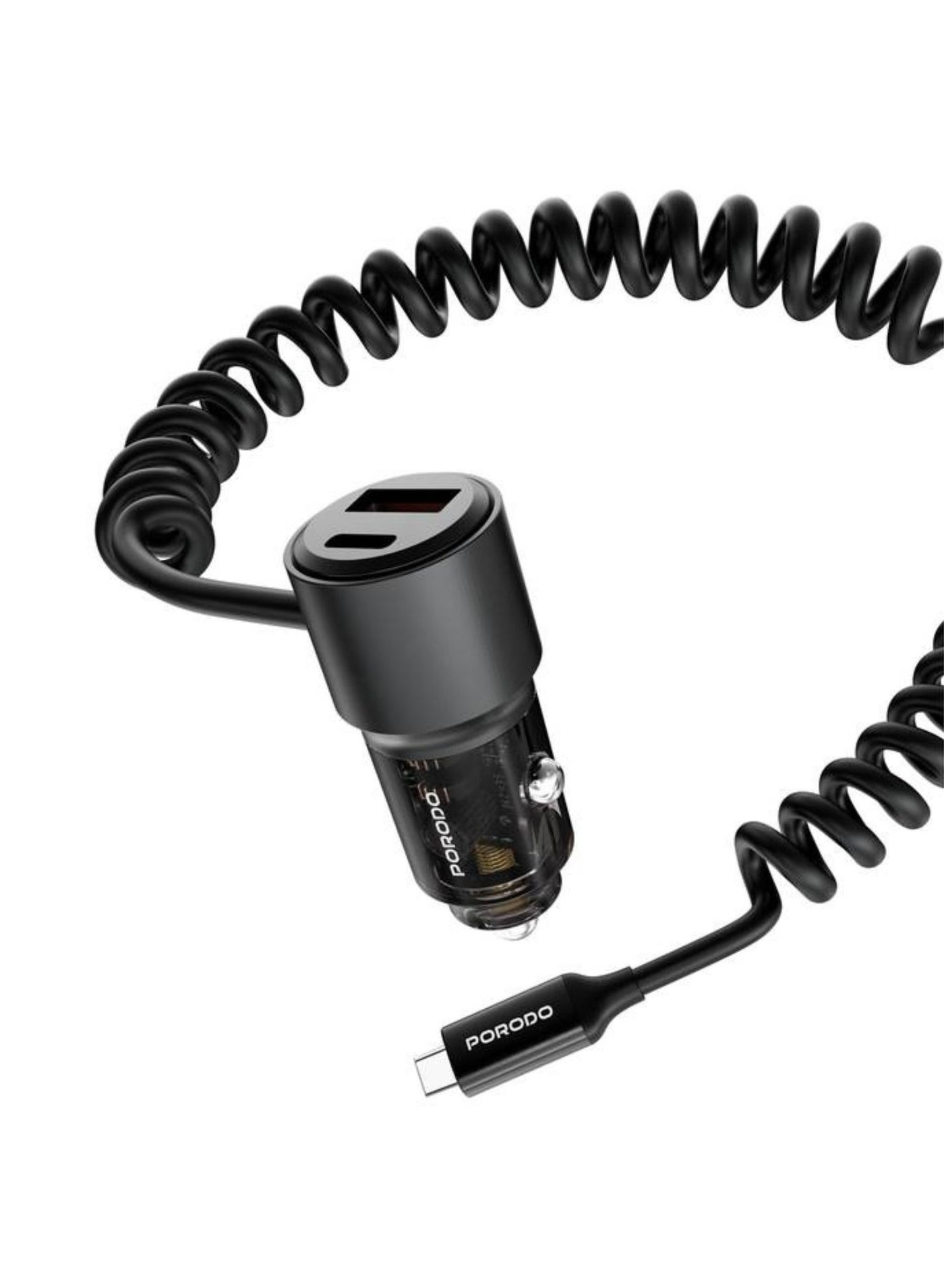 Compare 110W Car Charger, USBA+C Ports, 1224V Input, 1.5m Spring Coiled Cable, Integrated USBC Cable  Black at KSA Price