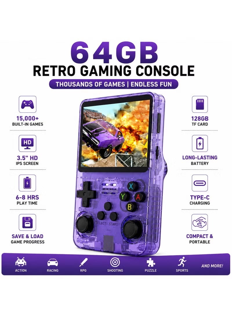 R36S Purple Portable Retro Game Console, 3.5 Inch…