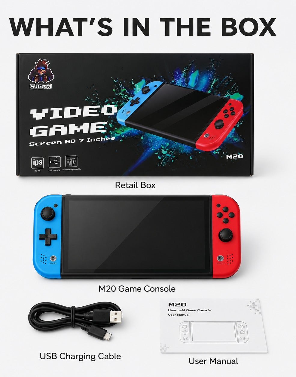 SJGAM M20 Portable Video Game Console, 7-Inch HD…