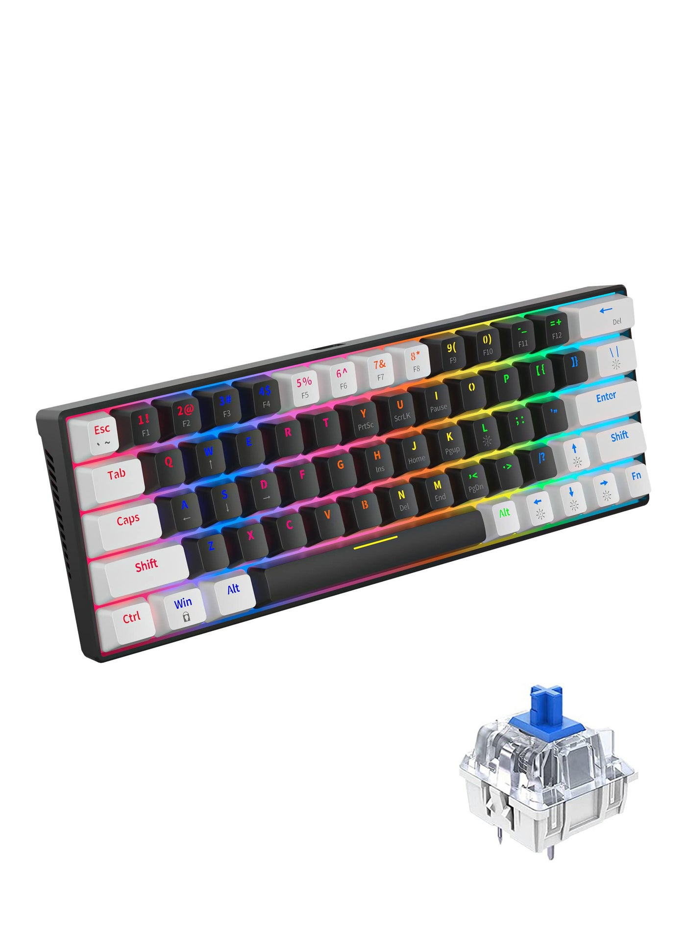 Compare 63 Keys Wired Mechanical Gaming Keyboard RGB Backlit UltraCompact Mini Keyboard Waterproof Mini Compact Keyboard for PC Mac Gamer Typist Travel Easy to Carry at KSA Price