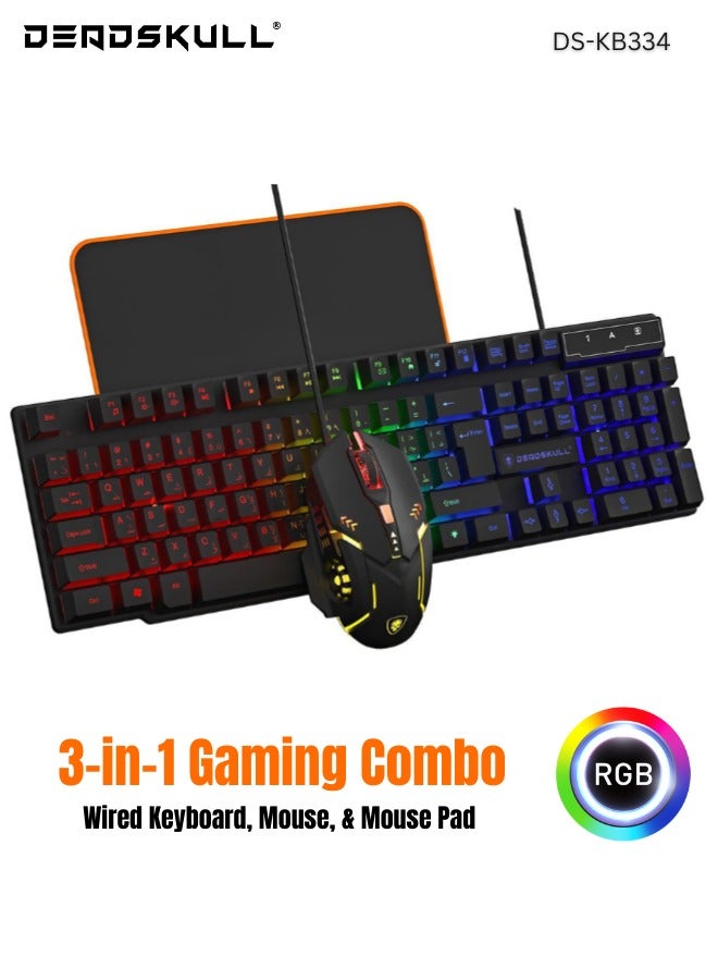 Gaming Keyboard and Mouse Combo, Wired LED Rainbow…