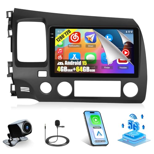 Compare 464G Android 15 Radio for Honda Civic 20062011 9 Touchscreen for Civic Car Stereo Wireless CarPlayAndroid Auto 5GHz WiFi Bluetooth 50 EQ GPS Navigation 1280 720 Backup Camera at KSA Price